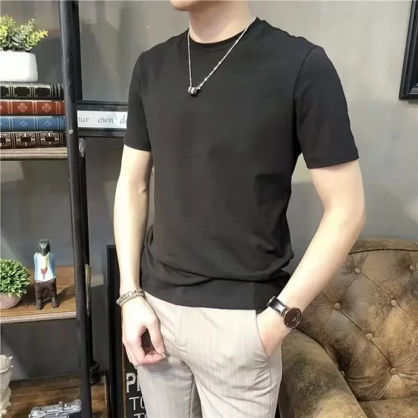 Camiseta Masculina Algodão Penteado Preta - Imagem 6