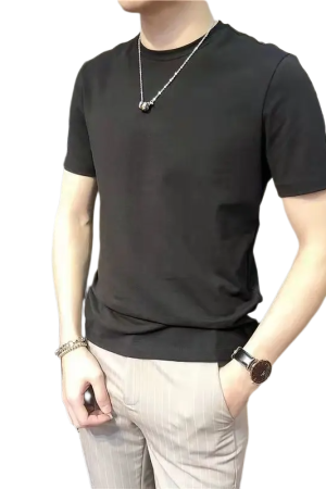 Camiseta Masculina Algodão Penteado Preta