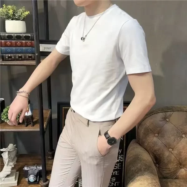 Camiseta Masculina Algodão Penteado Preta - Imagem 4