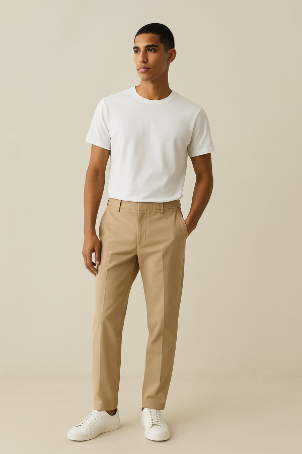 Calça Masculina Wide Leg de Sarja Areia - Imagem 2